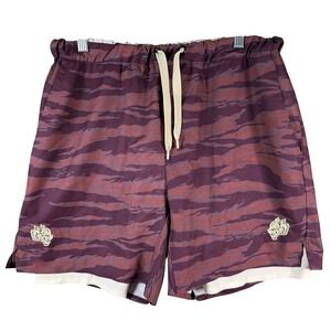 Darc Sport Tiger Camo 2-in-1 Training Shorts Mens Large Burgundy Compression